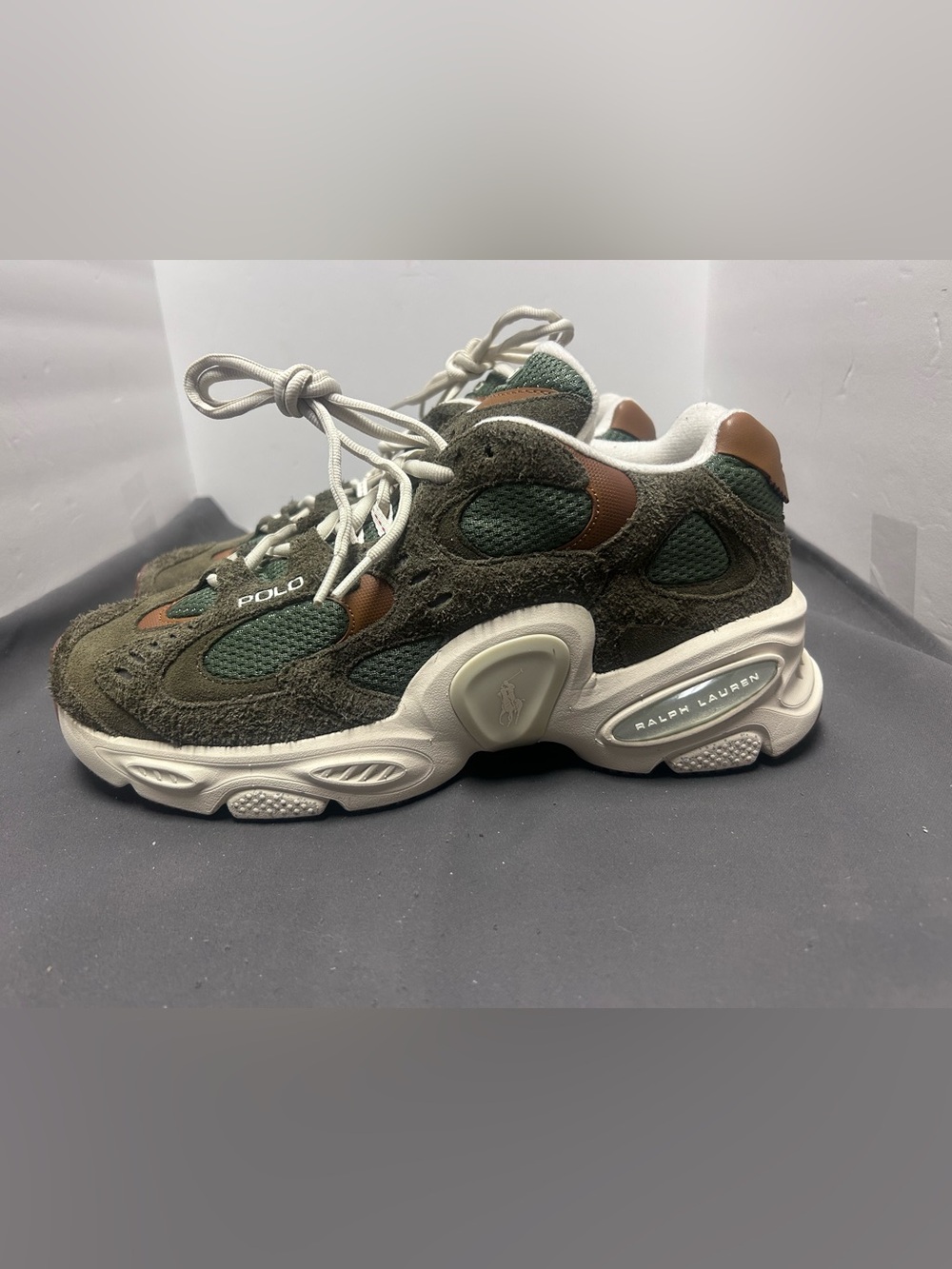 Polo Ralph Lauren Modern Trainer 100 Trackster Shoes Olive Green Men’s Size 11.5